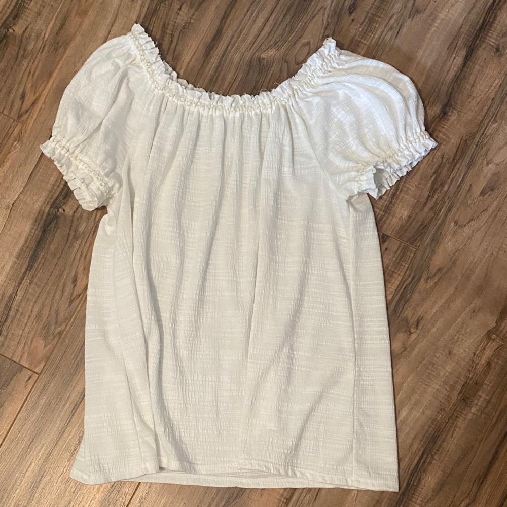 Max Studio White Ruffle Blouse